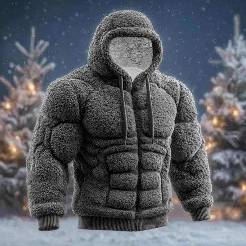 Herren Weihnachten Muskel Hässlicher Druck Langarm Lässiges Sport Kapuzensweatshirt XXL von Joom DACH