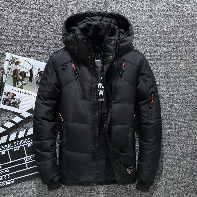 Herren Weiße Entendaunenjacke Warme Kapuzenjacke Dicke Pufferjacke Mantel Männlich Lässig Hochwertiger Mantel Thermo-Winterparka Herren M schwarz von Joom DACH