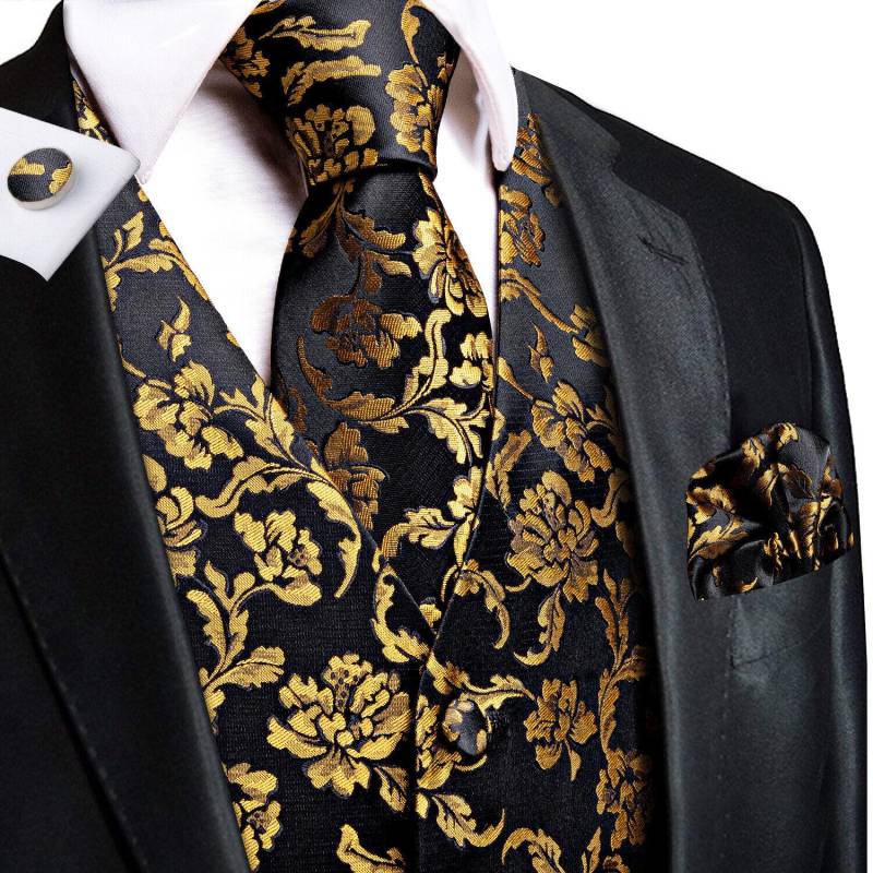 Herren Weste Blau Gold Rot Paisley Weste Anzug Einstecktuch Krawatte Set Hochzeit Party 2XL von Joom DACH