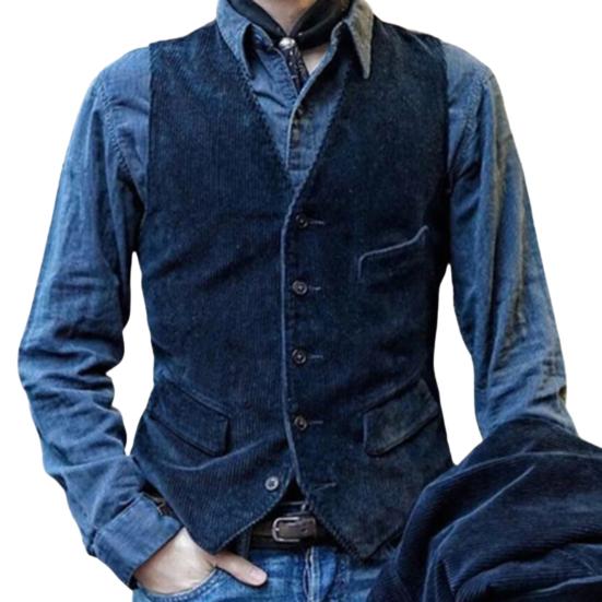Herren Weste V-Ausschnitt Ärmellos Einreihig Weste Mantel Einfarbig Slim Fit Cord Retro Stil Weste mit Taschen XL blau Herren Weste V-Ausschnitt Ärmellos Einreihig Weste Mantel Einfarbig Slim Fit Cord Retro Stil Weste mit Taschen XL blau von Joom DACH