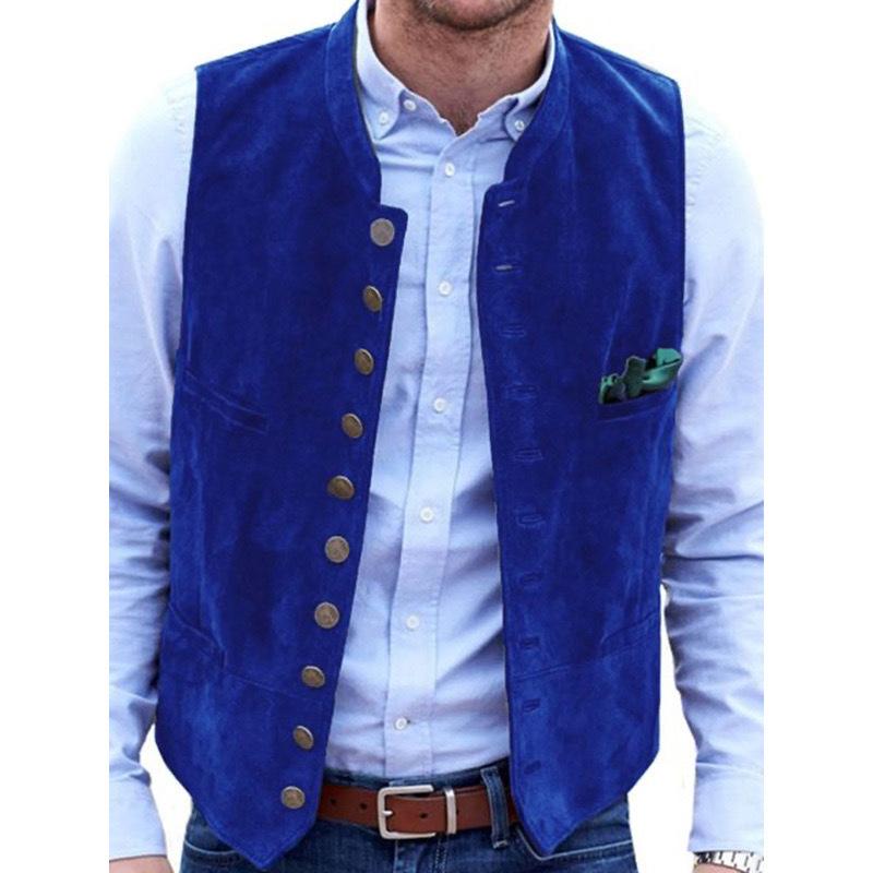 Herren Wildlederweste mit mehreren Taschen, Stehkragen, lässige Businessweste in Braun, Schwarz, Weinrot, Blau, Olivgrün L blau Herren Wildlederweste mit mehreren Taschen, Stehkragen, lässige Businessweste in Braun, Schwarz, Weinrot, Blau, Olivgrün L blau von Joom DACH