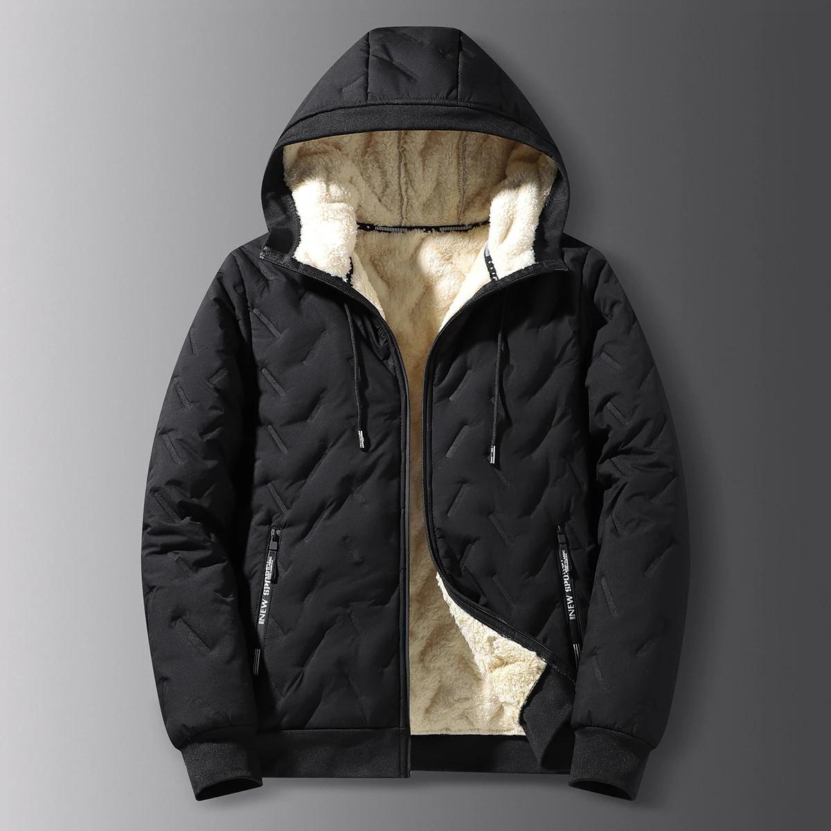 Herren Winter Baumwollmantel Verdicken Fleecefutter Stehkragen Parka Jacke Männer Oberbekleidung Lässig Gepolsterte Kapuzenjacken Winddicht 7XL schwarz von Joom DACH