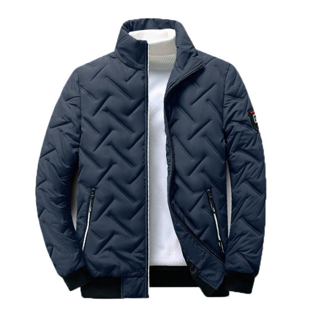 Herren Winter Daunenmantel Einfarbig Koreanischer Trend Reißverschlussjacke Warme Mode Lässige Streetwear Stehkragen Dicke Mäntel L navy blau von Joom DACH