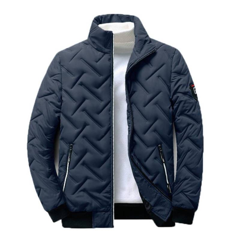 Herren Winter Daunenmantel Einfarbig Koreanischer Trend Reißverschlussjacke Warme Mode Lässige Streetwear Stehkragen Dicke Mäntel L navy blau von Joom DACH