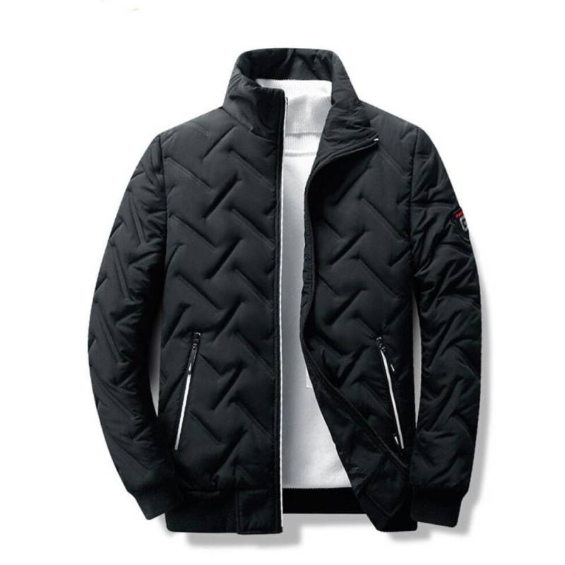 Herren Winter Daunenmantel Einfarbig Koreanischer Trend Reißverschlussjacke Warme Mode Lässige Streetwear Stehkragen Dicke Mäntel L schwarz von Joom DACH