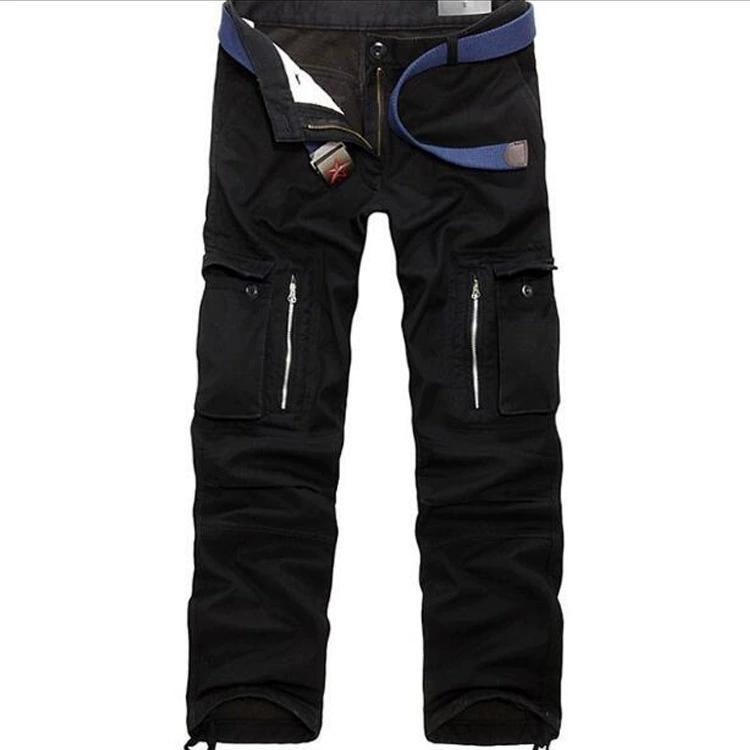 Herren Winter Dick Warm Cargo Hose Lässig Fleece Taschen Plus Samt Hose Mode Locker Baggy Jogger Arbeiter Herrenhose Übergröße 40 Ohne Gürtel 30 schwarz von Joom DACH