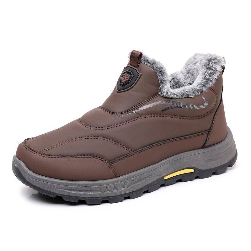 Herren-Winter-Fleece-gefütterte High-Top-Schuhe für den Außenbereich, rutschfeste Schneestiefel, verdickte, mit Fell gefütterte kurze Stiefeletten, warme, weiche Turnschuhe für Herren 39 von Joom DACH