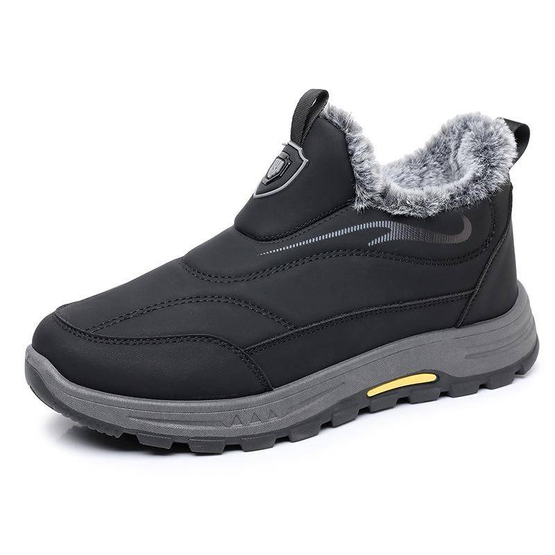 Herren-Winter-Fleece-gefütterte High-Top-Schuhe für den Außenbereich, rutschfeste Schneestiefel, verdickte, mit Fell gefütterte kurze Stiefeletten, warme, weiche Turnschuhe für Herren 44 von Joom DACH