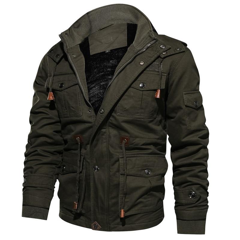 Herren-Winter-Fleecejacken, warmer Kapuzenmantel, thermische dicke Oberbekleidung, Herren-Militärjacke XXL grün von Joom DACH