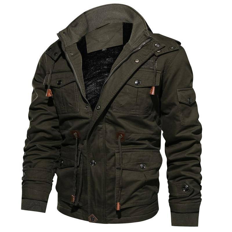 Herren-Winter-Fleecejacken, warmer Kapuzenmantel, thermische dicke Oberbekleidung, Herren-Militärjacke XXL grün von Joom DACH
