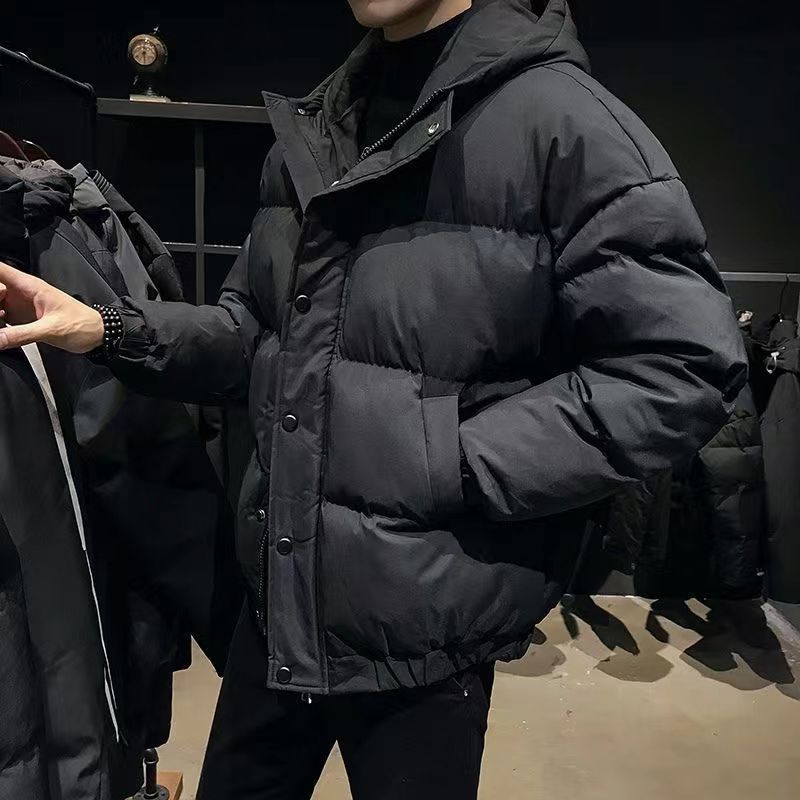 Herren Winter Große Größe Verdickte Daunen Warme Lose Brot Kleidung Kurze Lässige Reißverschluss Einfarbige Daunenjacke 3XL von Joom DACH