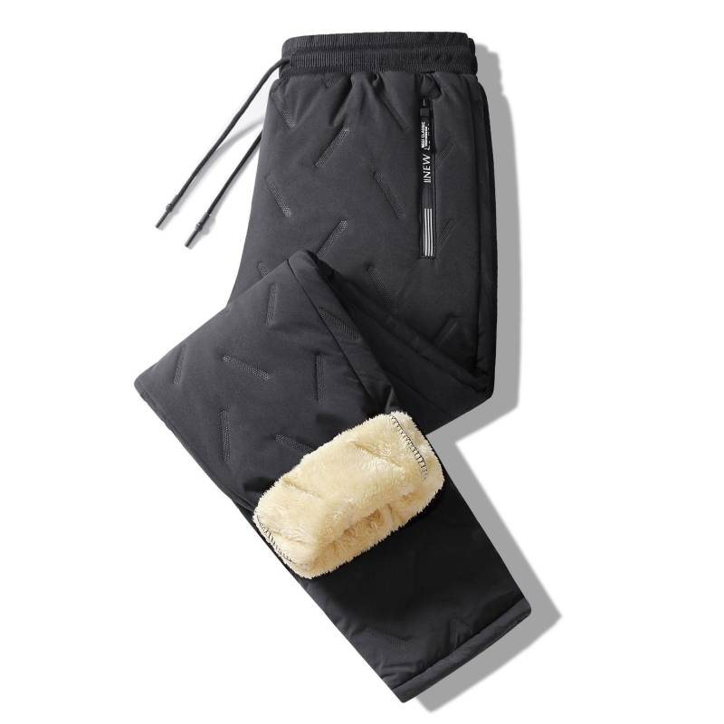 Herren Winter Lammwolle Freizeithose Dicke Fleece Thermohose Warm halten Wasserfeste Jogginghose Hochwertige Mode Gerade Hose 4XL schwarz von Joom DACH
