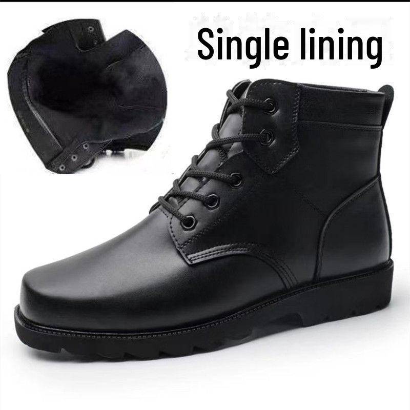 Herren Winter Leder Schneestiefel mit Samtfutter, Hoher Schaft, Echtes Leder, Outdoor Martin Stil 45 von Joom DACH