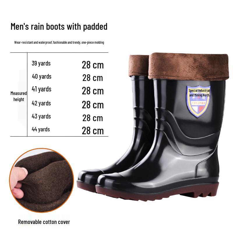 Herren Winter Mid-Calf Fleecegefüttert Regenstiefel - Dicke Baumwolle und Wasserdicht Size 40 von Joom DACH