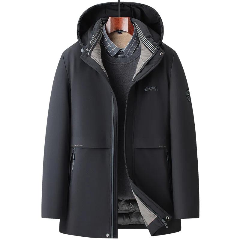 Herren Winter Mittellange Jacke Thermojacke Dicke Jacke Hut Abnehmbare Lange Jacke 6XL von Joom DACH