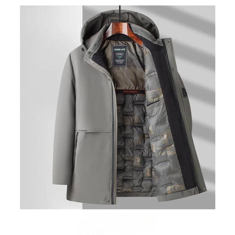 Herren Winter Mittellanger Mantel Warme Papa Jacke Mantel Mütze Abnehmbarer Langer Mantel 5XL von Joom DACH