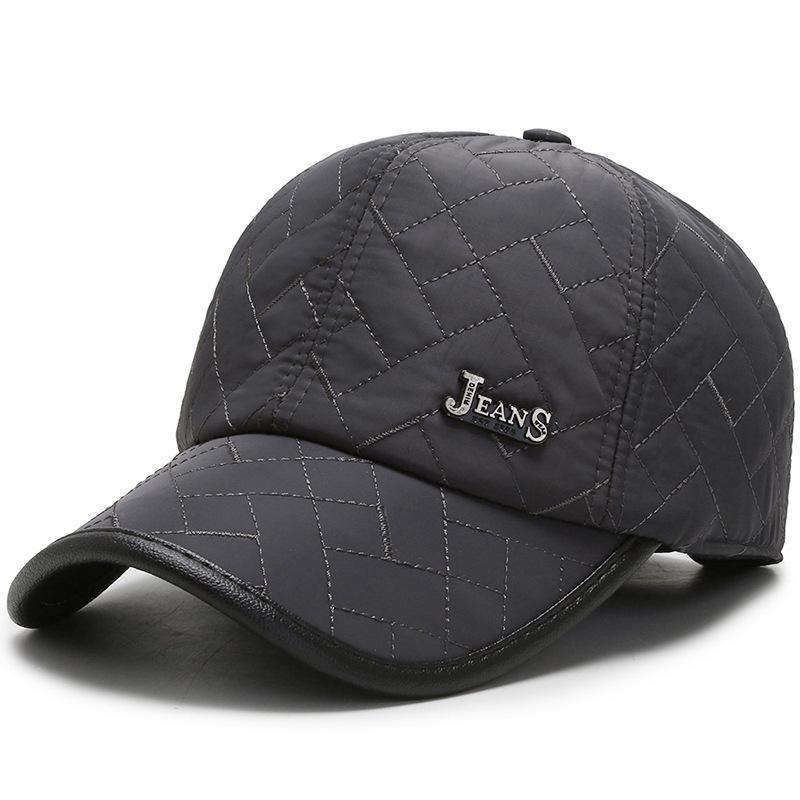 Herren Winter Ohrenwärmer Baumwollmützen mit Samtfutter, Winddicht & Kältefest Entenschnabel Nordost Mützen js baseball cap [dark gray] dunkelgraue von Joom DACH