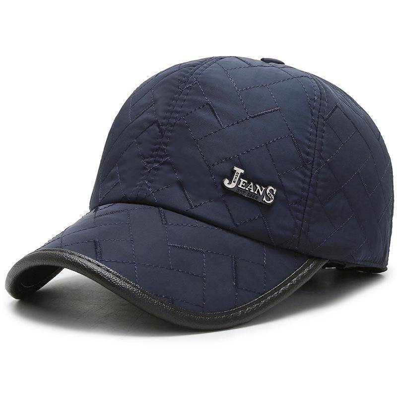 Herren Winter Ohrenwärmer Baumwollmützen mit Samtfutter, Winddicht & Kältefest Entenschnabel Nordost Mützen js baseball cap [navy blue] navy blau von Joom DACH