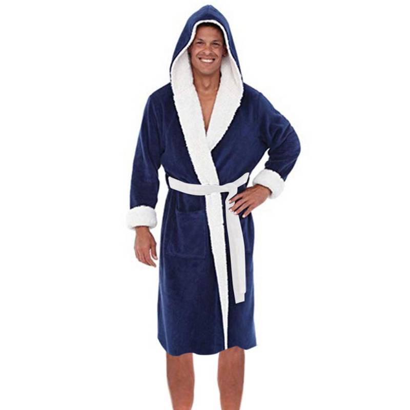 Herren-Winter-Plüsch-Bademantel mit verlängertem Schal, Heimkleidung, langärmeliger Robe-Mantel XXXXXL von Joom DACH