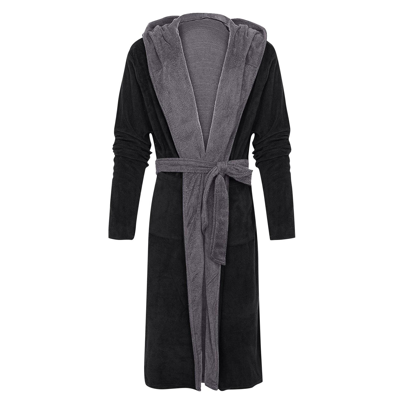Herren-Winter-Plüsch-Bademantel mit verlängertem Schal, Heimkleidung, langärmeliger Robe-Mantel XXXXXL von Joom DACH