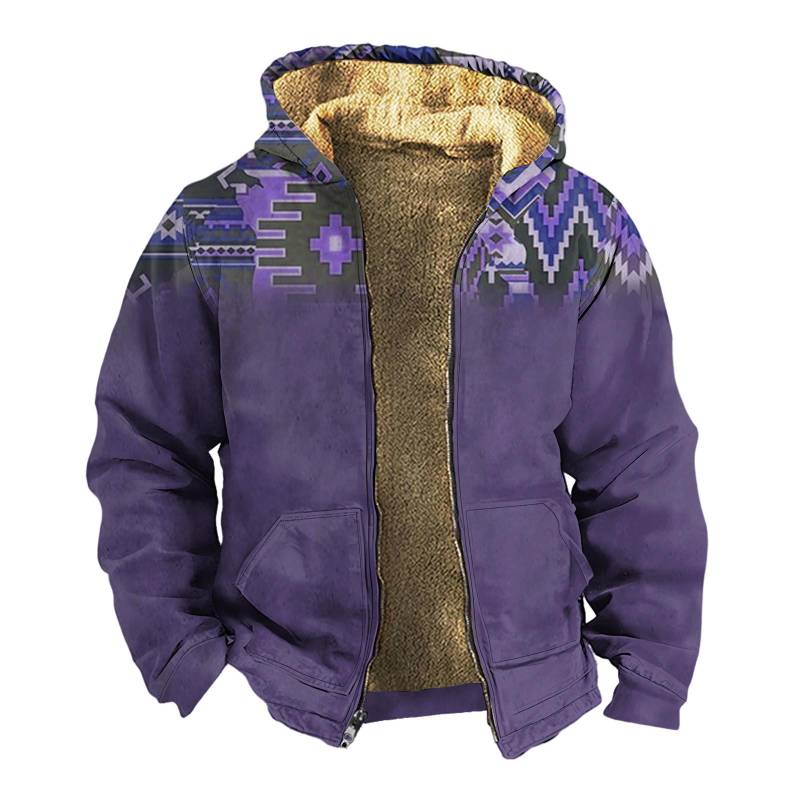 Herren Winter Reißverschluss Kapuzen Fleece Sweatshirt mit aufgesetzter Tasche Freizeitjacke XXXXL violett von Joom DACH