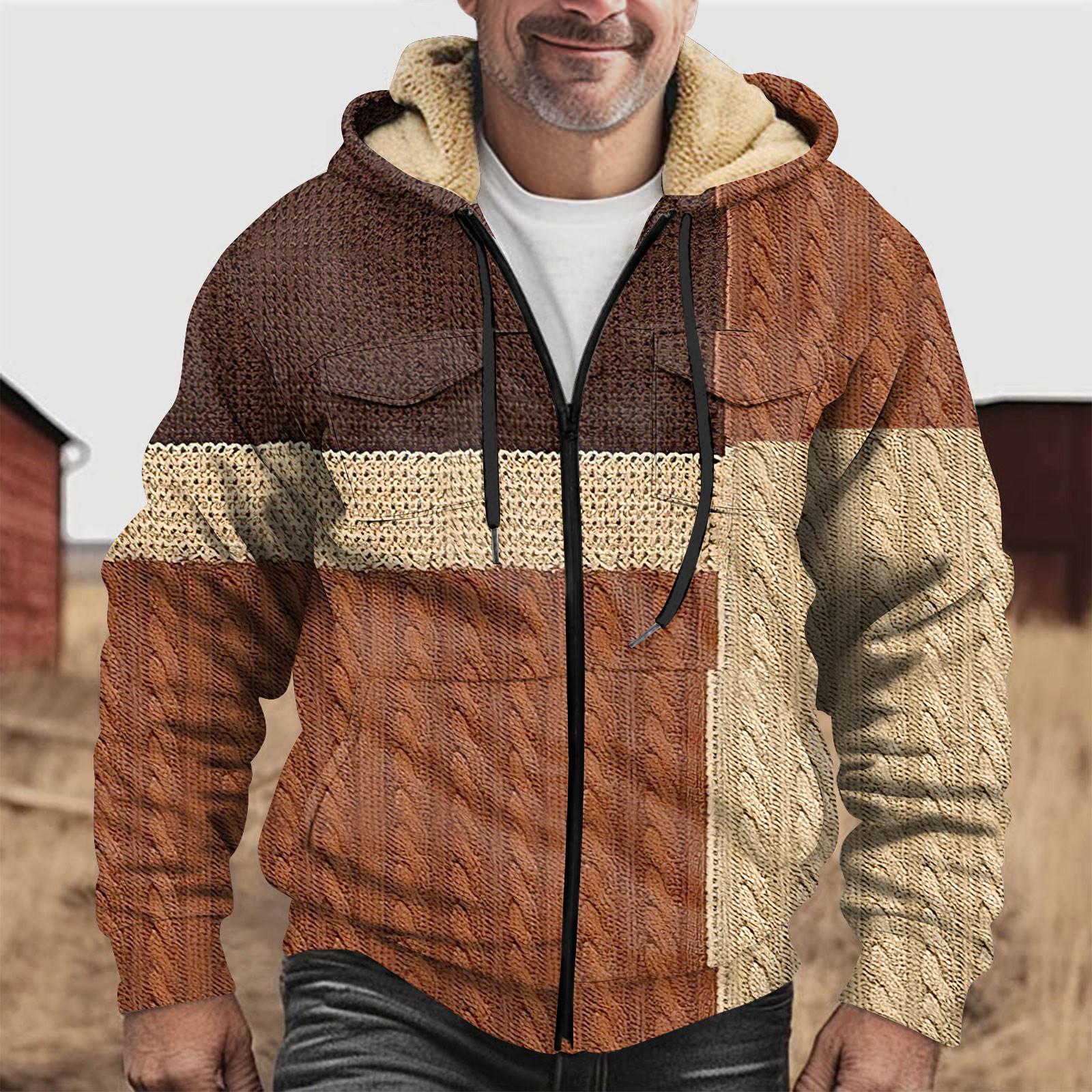 Herren Winter Reißverschluss Kapuzen Fleece Sweatshirt mit aufgesetzter Tasche Freizeitjacke XXXXXL khaki von Joom DACH