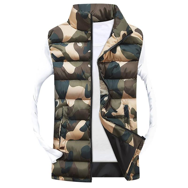 Herren Winter Reißverschluss Mode Farbe Weste Weste Übermantel Camouflage XL grün von Joom DACH