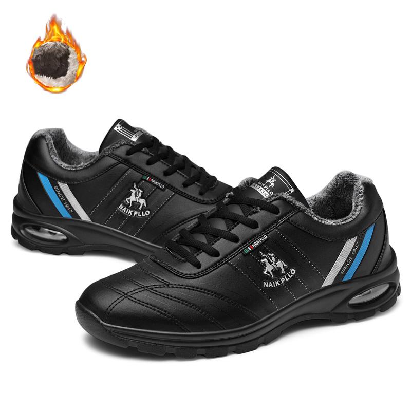 Herren Winter Sneakers Sportschuhe Leder Air Cushion Casual Boots Schuhe Übergröße 38 48 43 schwarz von Joom DACH