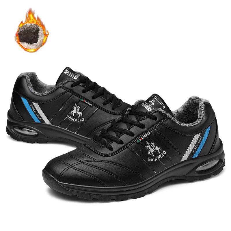 Herren Winter Sneakers Sportschuhe Leder Air Cushion Casual Boots Schuhe Übergröße 38 48 43 schwarz von Joom DACH