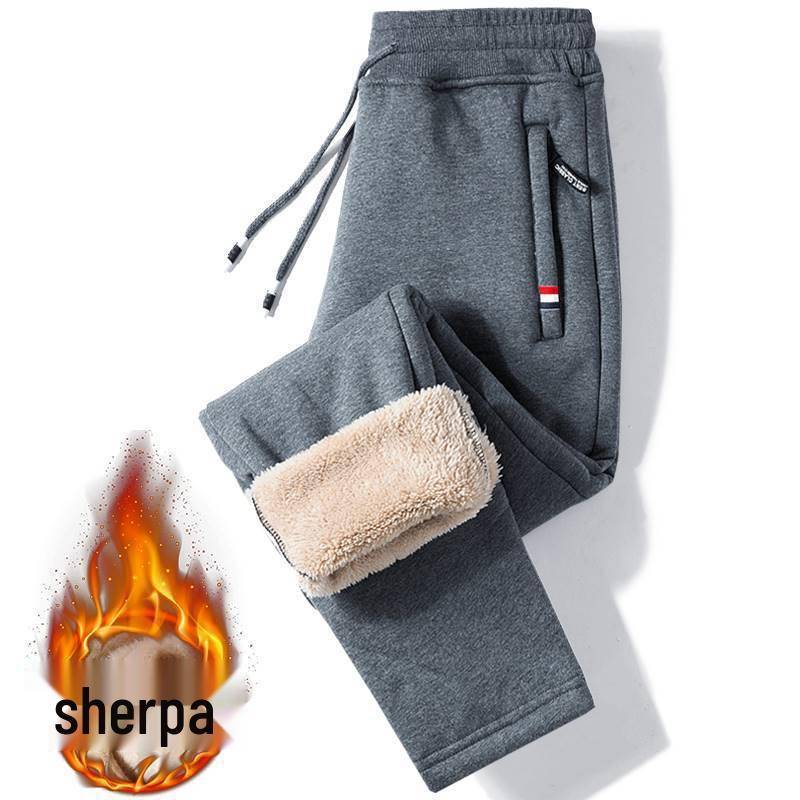 Herren Winter-Sweathose mit Fleecefutter - Lammwolle Übergröße, lockere Passform, Freizeithose mit geradem Bein 3XL 145-165 lbs von Joom DACH