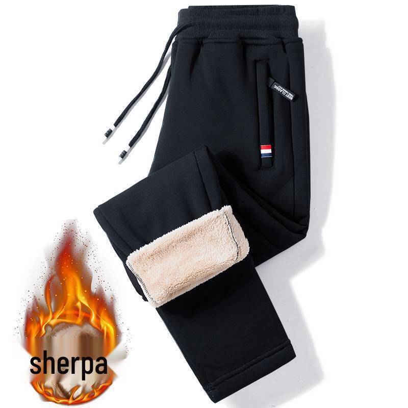 Herren Winter-Sweathose mit Fleecefutter - Lammwolle Übergröße, lockere Passform, Freizeithose mit geradem Bein 4XL 165-180 lbs von Joom DACH