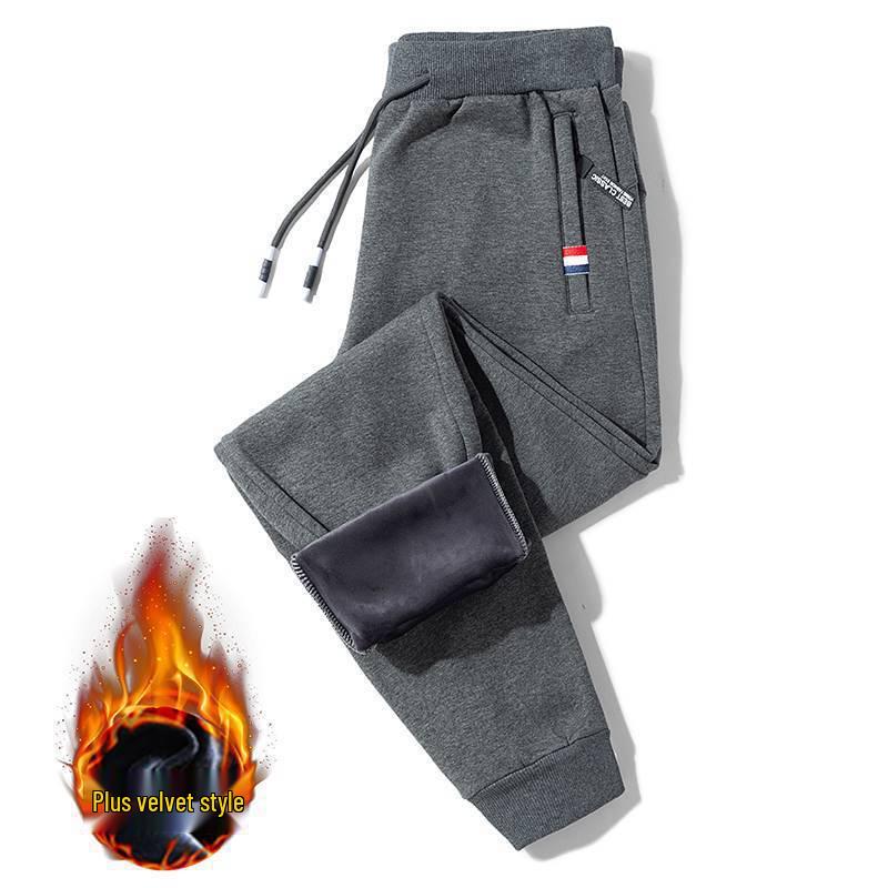 Herren Winter-Sweathose mit Fleecefutter - Lammwolle Übergröße, lockere Passform, Freizeithose mit geradem Bein L 95-110 lbs von Joom DACH