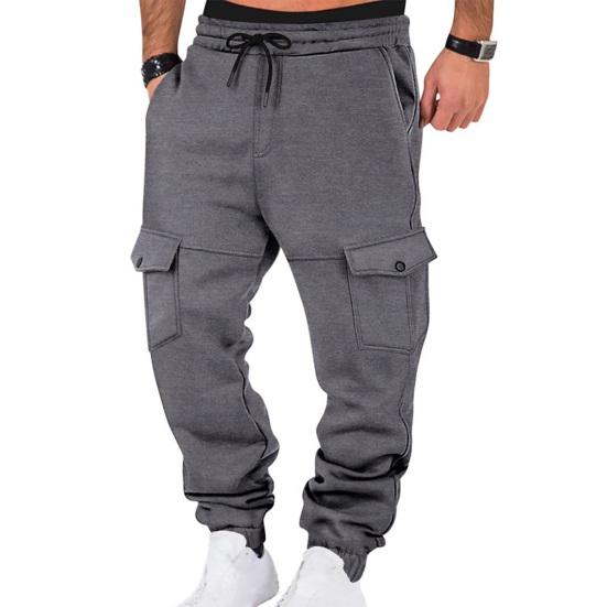 Herren Winter Sweatpants Verdickte Cargohose Warme Lässige Weite Hose Kordelzug Taille Jogginghose für Arbeit Straße Alltagskleidung 2XL von Joom DACH