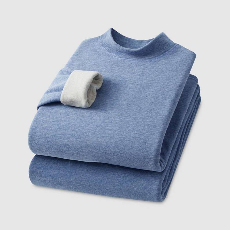 Herren Winter Thermo-Kleidungssets Anzüge Wollrollkragenpullover Bluse + Hose 2 Bilder Unterhemden für Männer 3XL blau von Joom DACH