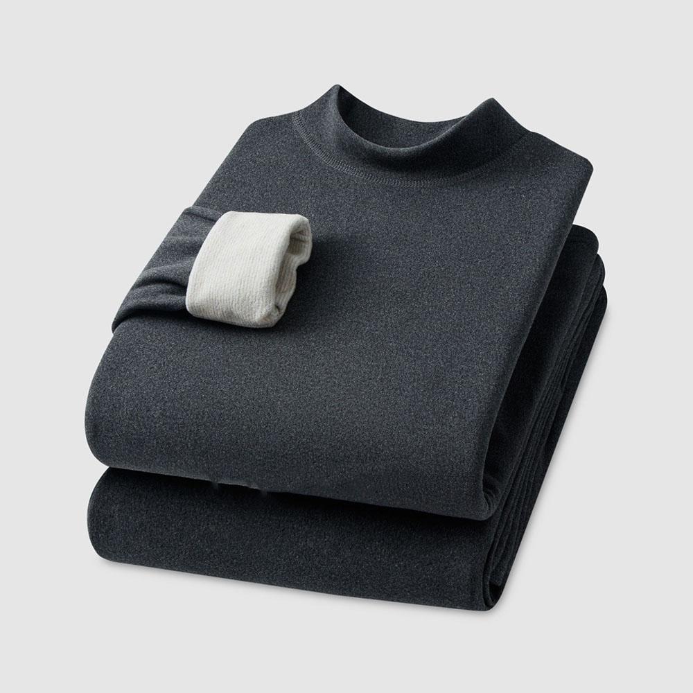 Herren Winter Thermo-Kleidungssets Anzüge Wollrollkragenpullover Bluse + Hose 2 Bilder Unterhemden für Männer 4XL grau von Joom DACH