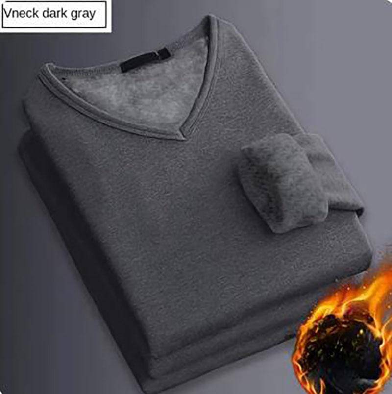 Herren Winter Thermo-Unterwäsche Fleece Verdicken Warm Sweatshirt O-Ausschnitt V-Ausschnitt Base Shirt Große Größe XXL von Joom DACH