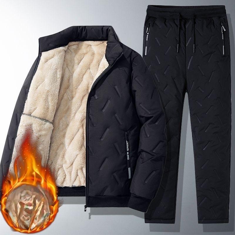 Herren Winter Trainingsanzug Parka Jacke Sets Dicke Warme Lamm Wolle Fleece Gefüttert 2 Stück Set Jacke + Hose Sportswear Trainingsanzüge M von Joom DACH