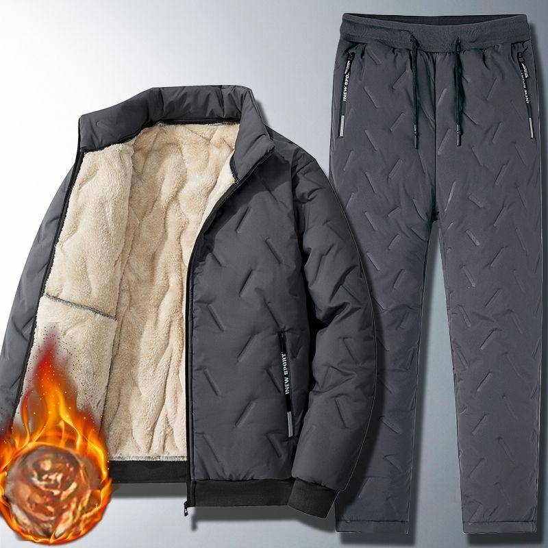 Herren Winter Trainingsanzug Parka Jacke Sets Dicke Warme Lamm Wolle Fleece Gefüttert 2 Stück Set Jacke + Hose Sportswear Trainingsanzüge XXXXL von Joom DACH