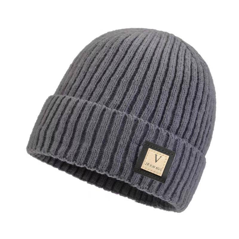 Herren Winter Verdicken Warm Fleece Gefüttert Gestrickte Wollmütze Mode Alle Match Koreanischen Stil Einfarbig Beanie licht grau von Joom DACH
