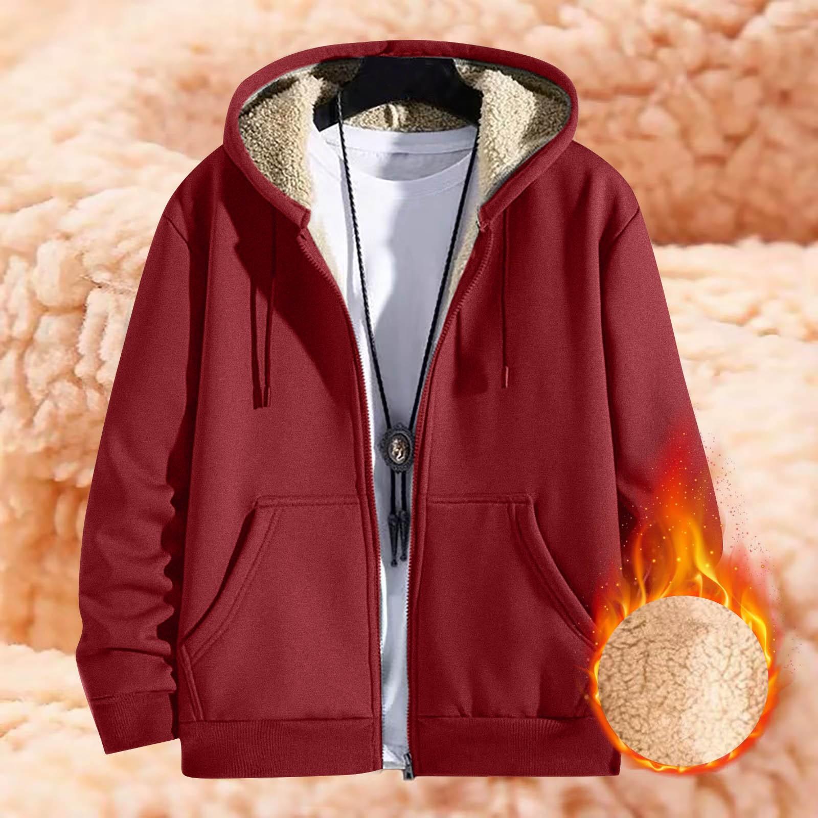 Herren Winter Warm Top Coat Lammfleece Cardigan Hoodie Fleece Dicke Jacke Casual Hoodie Plüsch Hoodie Mantel L von Joom DACH