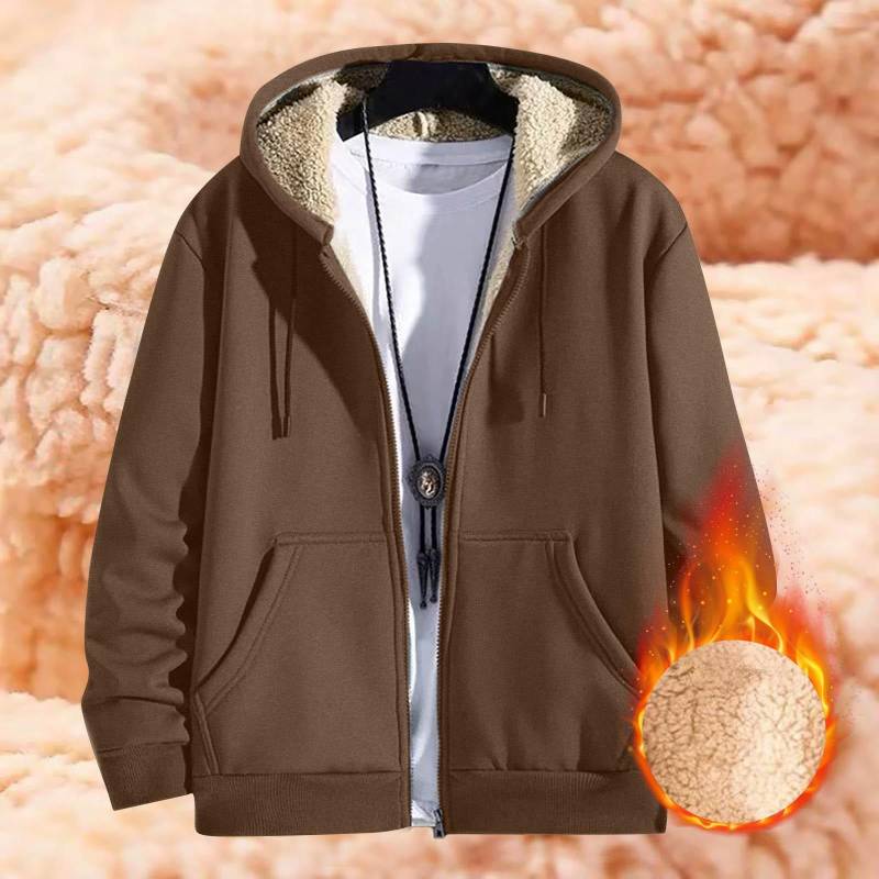 Herren Winter Warm Top Coat Lammfleece Cardigan Hoodie Fleece Dicke Jacke Casual Hoodie Plüsch Hoodie Mantel XXL von Joom DACH