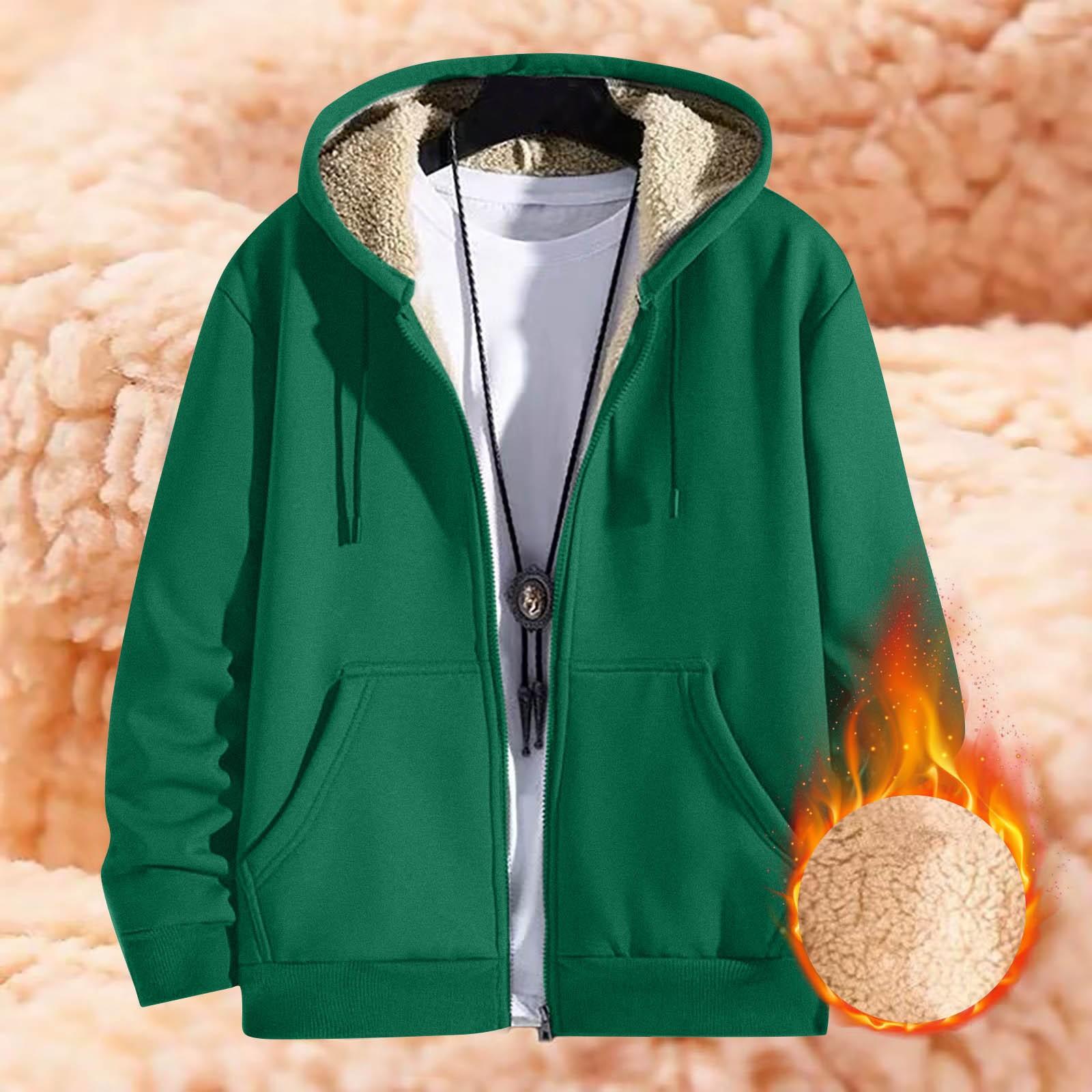 Herren Winter Warm Top Coat Lammfleece Cardigan Hoodie Fleece Dicke Jacke Casual Hoodie Plüsch Hoodie Mantel XXXXXL grün von Joom DACH