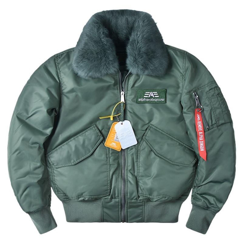 Herren Winter Warme Flieger Bomber Parkas mit Pelzkragen Baumwollgefüttert Dick Thermisch Übermantel Pilotenjacke XXL von Joom DACH