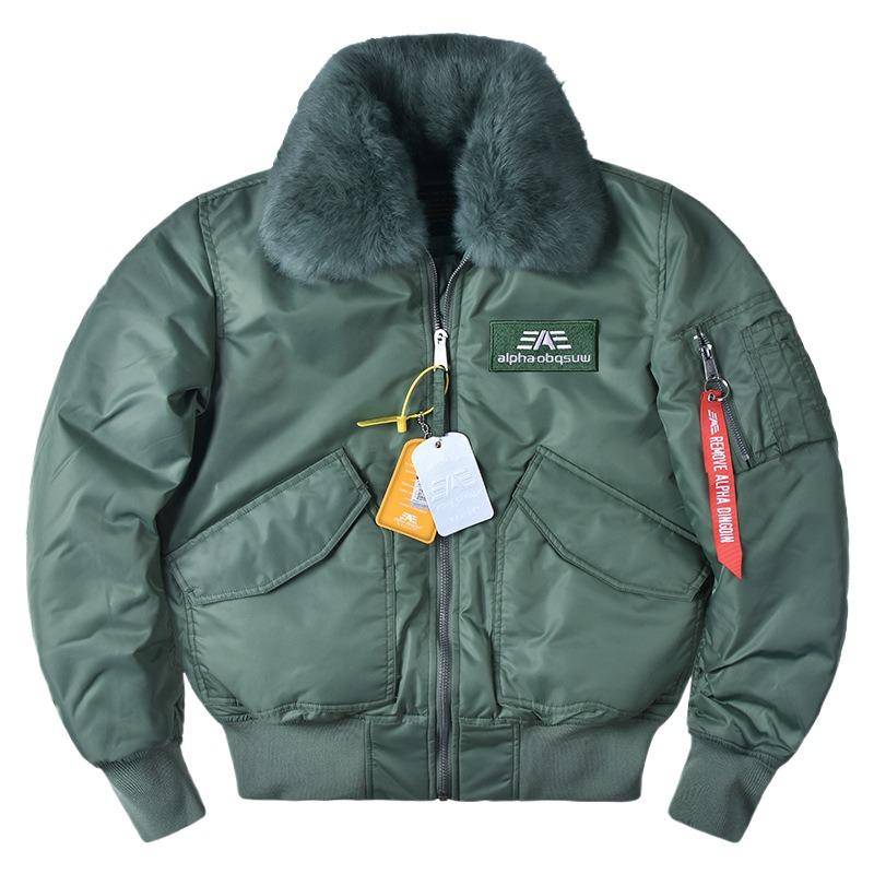 Herren Winter Warme Flieger Bomber Parkas mit Pelzkragen Baumwollgefüttert Dick Thermisch Übermantel Pilotenjacke XXL von Joom DACH