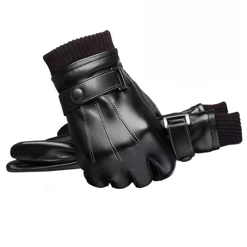Herren Winter Warme Lederhandschuhe – Wasserdicht, Touchscreen, Winddicht, Verdickt für Rad- & Motorradgebrauch One Size von Joom DACH