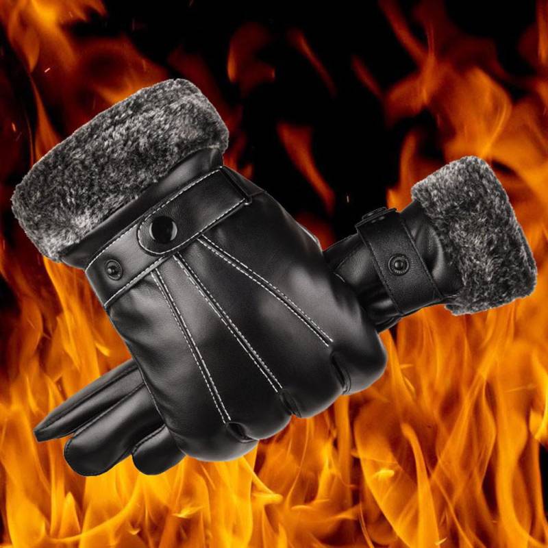 Herren Winter warme Leder Motorrad Ski Schnee Snowboard Handschuhe 24CMX4CMX3CM schwarz von Joom DACH