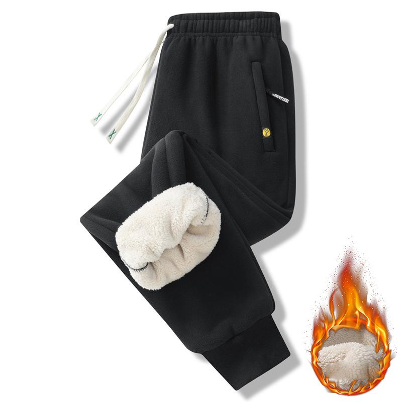 Herren-Winterhose mit Fleece-Futter, schwere, warme Jogginghose mit Sherpa-Futter, Lauf-Jogginghose mit Taschen für dicke Herren-Hosen in Übergröße 5XL schwarz von Joom DACH