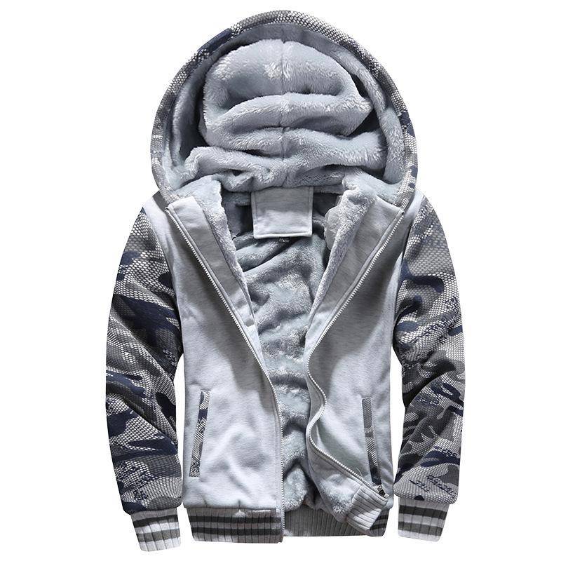 Herren Winterjacke Verdicken Jacken Mit Kapuze Fleece Langarm Daunenjacke Mann Casual Streetwear Herrenbekleidung XL licht grau von Joom DACH