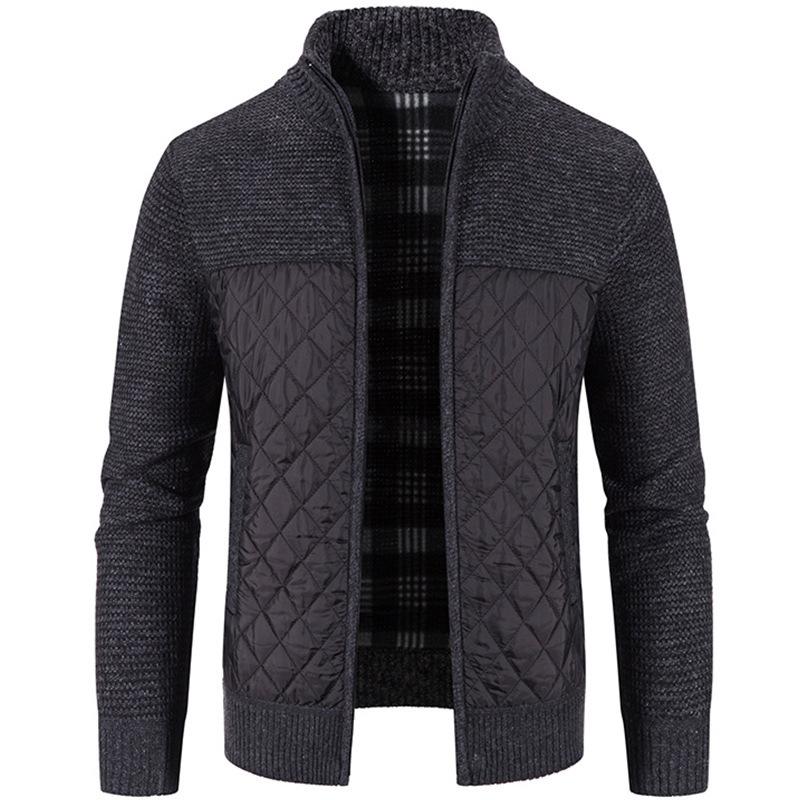 Herren Winterjacke aus dicker Baumwolle, große Größe, langärmelig, mit Reißverschluss, Strickjacke, Stehkragen, lässiger Pullover 4XL von Joom DACH