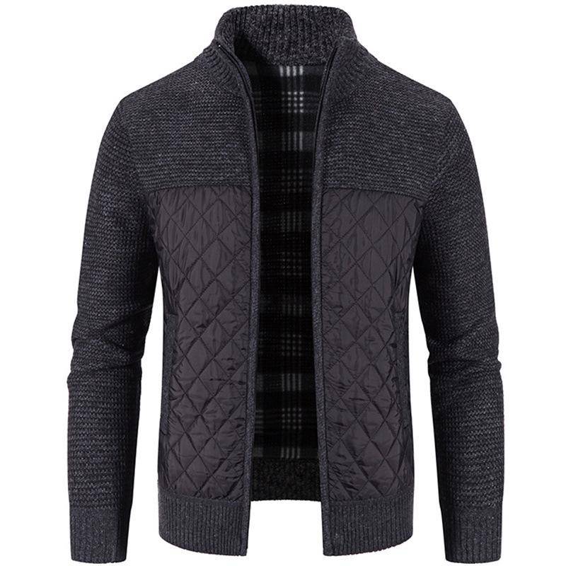 Herren Winterjacke aus dicker Baumwolle, große Größe, langärmelig, mit Reißverschluss, Strickjacke, Stehkragen, lässiger Pullover 4XL von Joom DACH